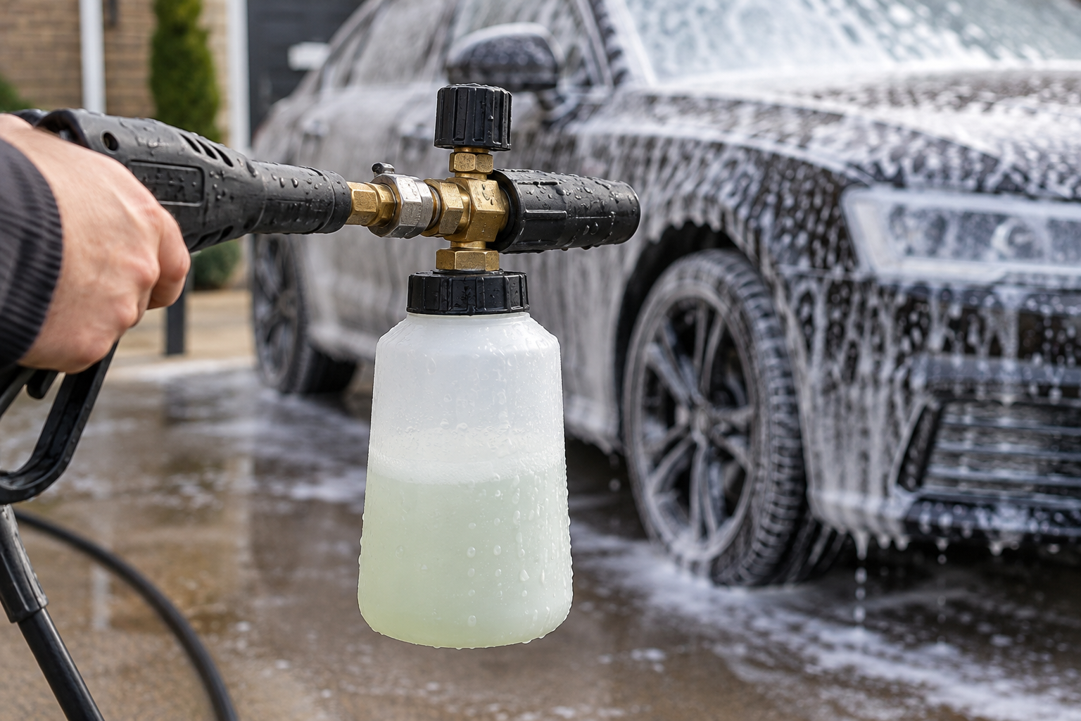 Foam cannon accessory for car washing