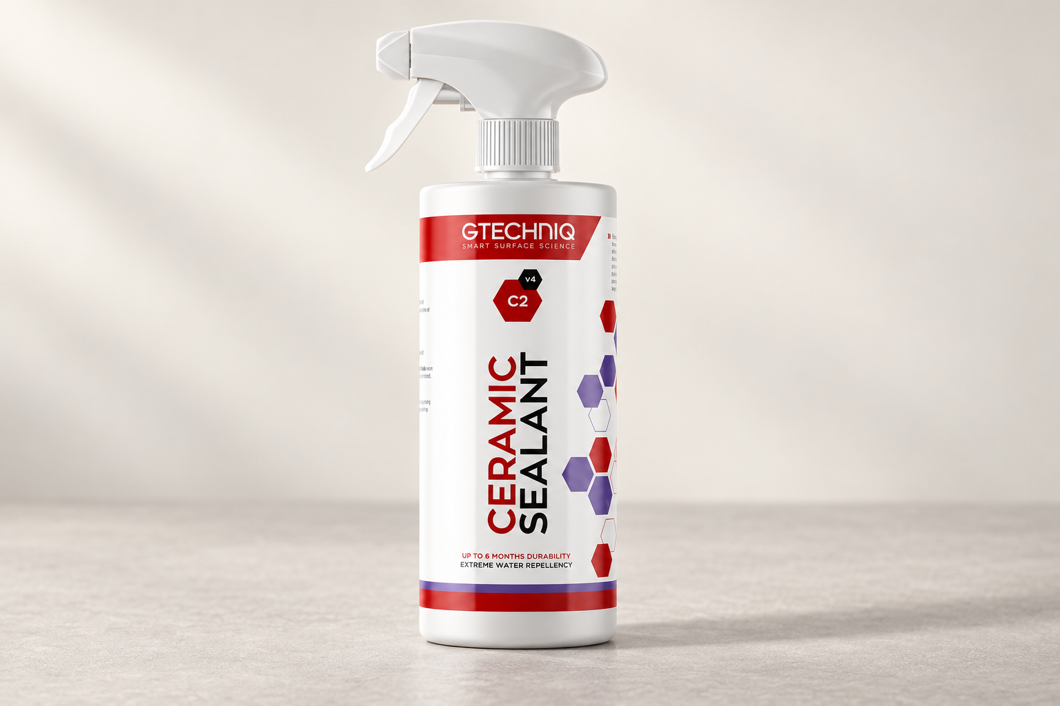 Gtechniq C2 Ceramic Sealant in its labelled bottle on a neutral surface