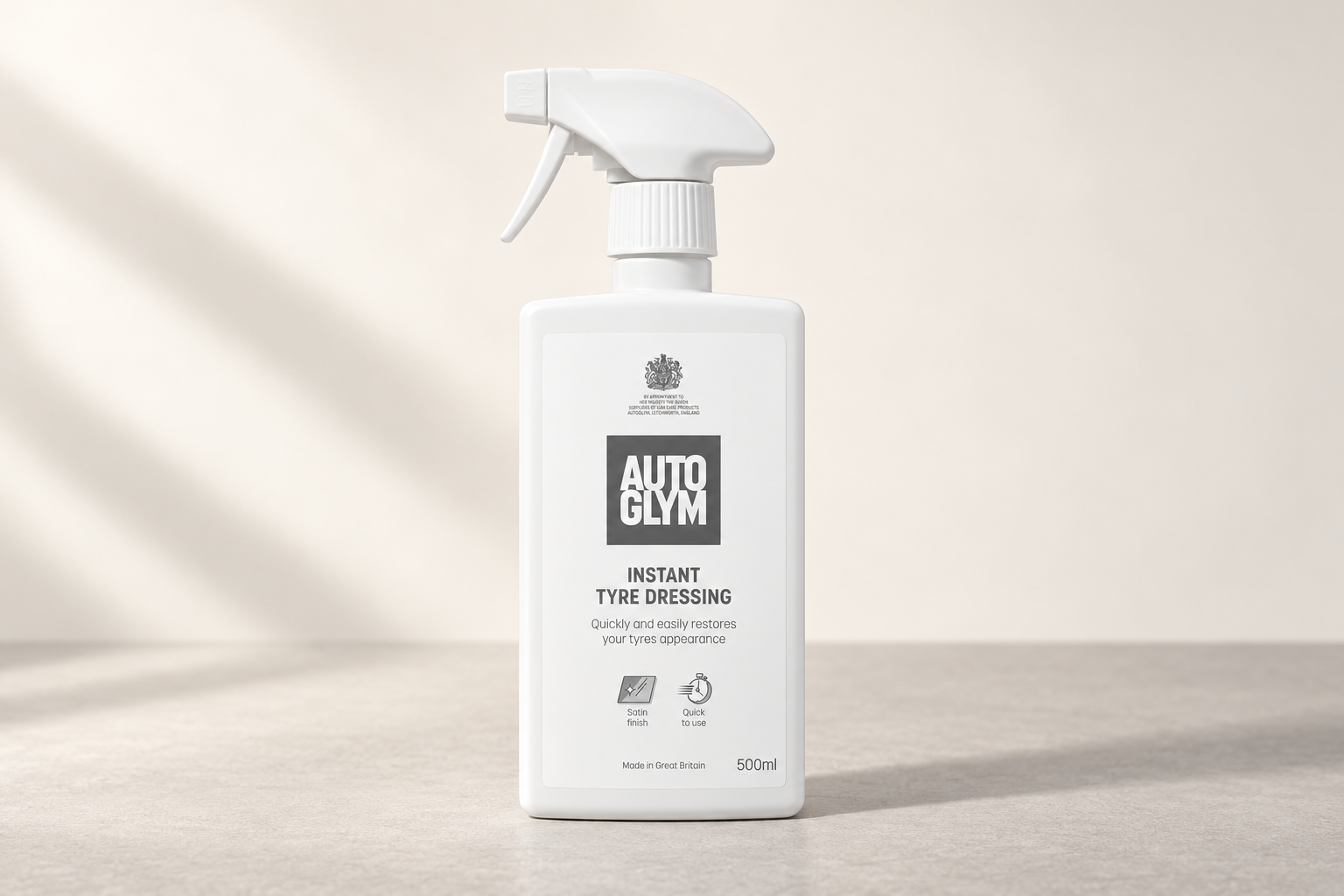 Autoglym Instant Tyre Dressing in its labelled bottle on a neutral surface
