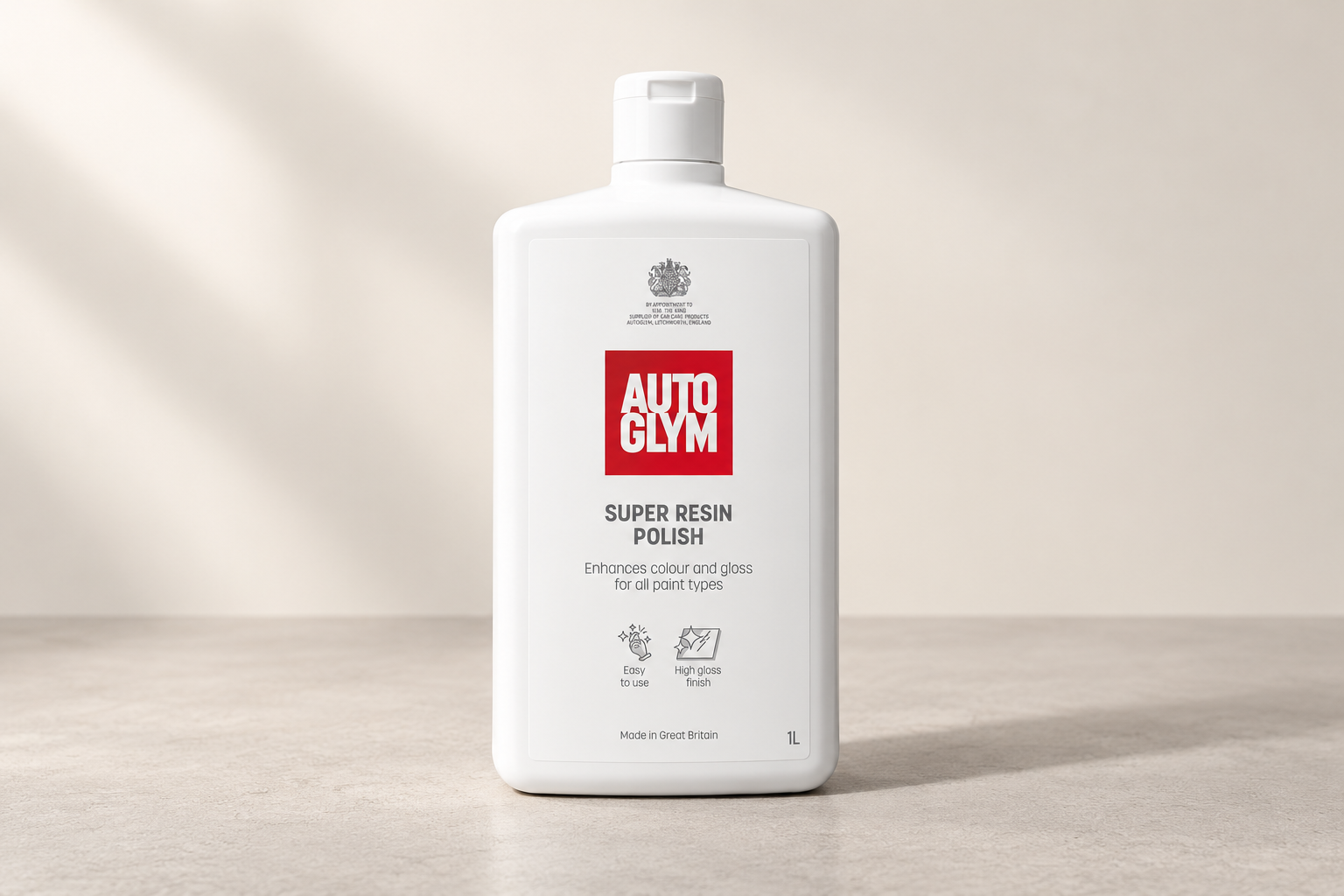 Autoglym Super Resin Polish in its labelled bottle on a neutral surface