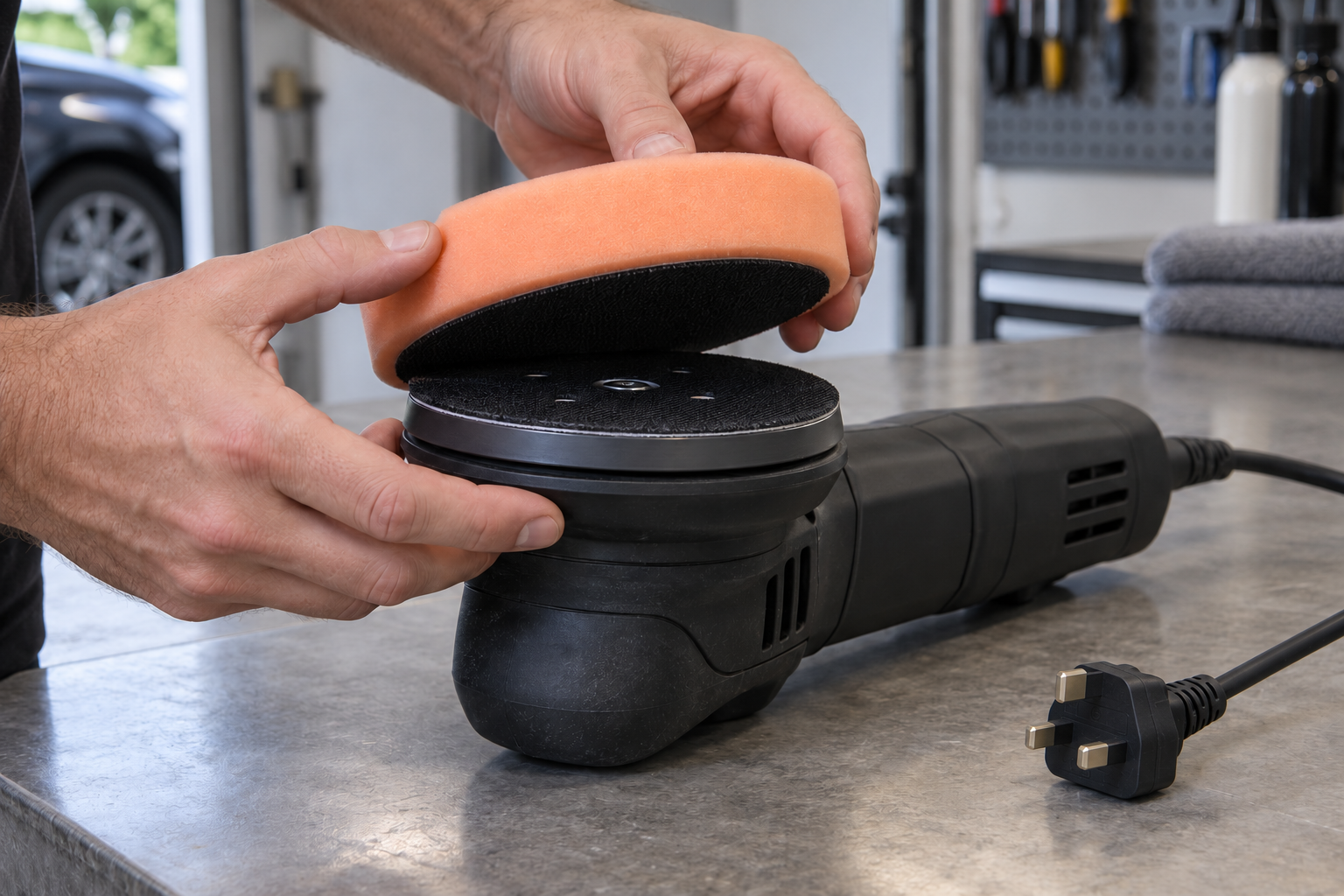 Aligning a foam pad on a disconnected polishing machine